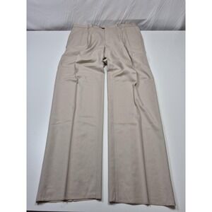 VTG Zanieri Dress Pants Mens 44x37 Beige Wool Pleated Straight Super 100s Italy